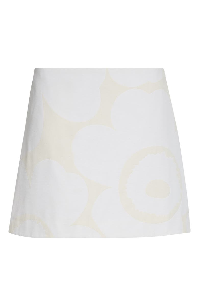 Marimekko Kirjasto Unikko Jacquard A-Line Faille Miniskirt, Alternate, color, White Light Grey
