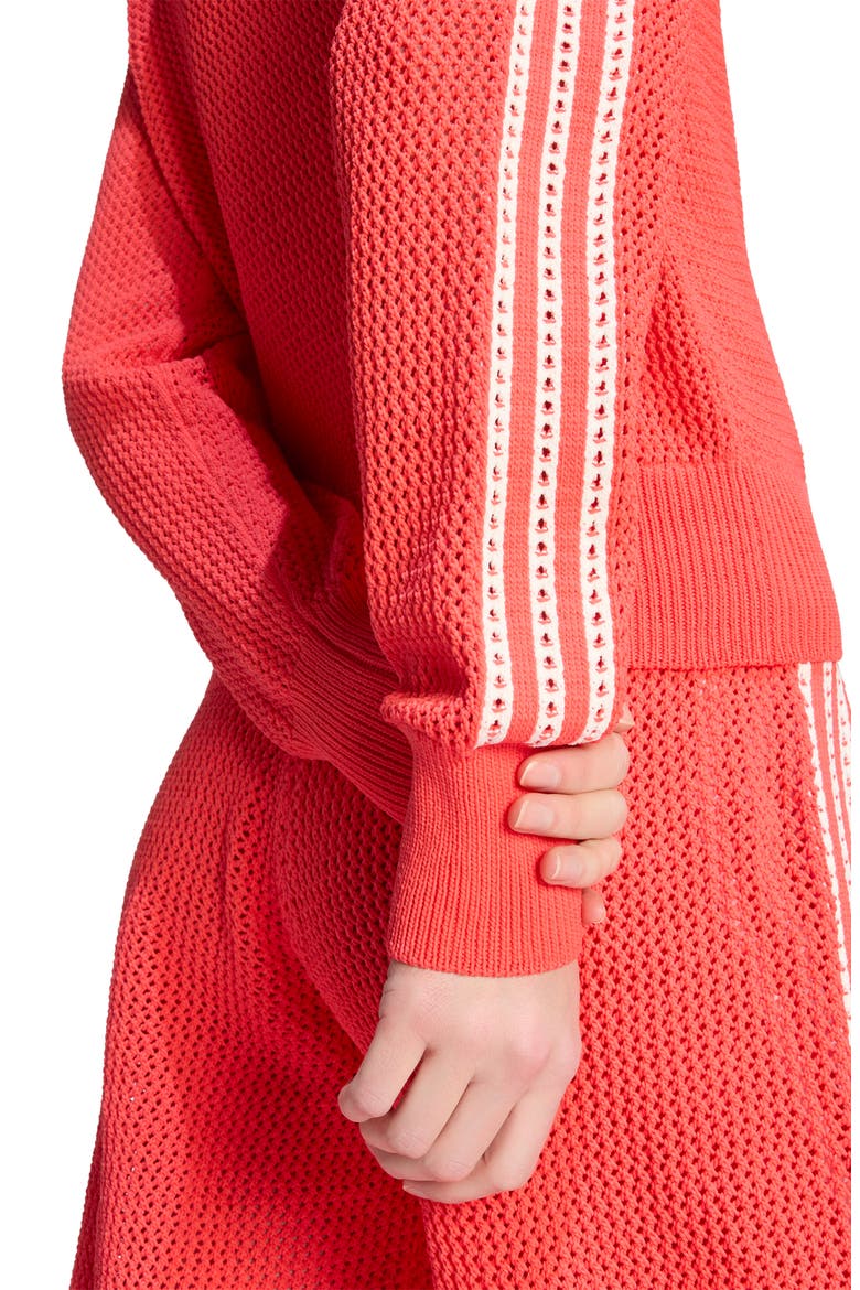 Open Knit Track Jacket, Alternate, color, SEMI LUCID RED