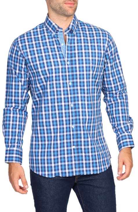 Regular Fit Gingham Stretch Cotton Button-Down Shirt