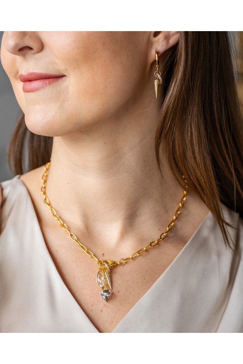 Marquise & Spike Drop Necklace, Alternate, color, Gold