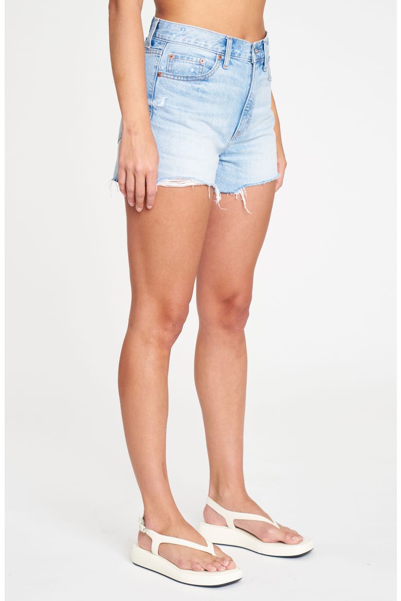 Troublemaker High Waist Distressed Denim Cutoff Shorts, Alternate, color, ICE CREAM VINTAGE