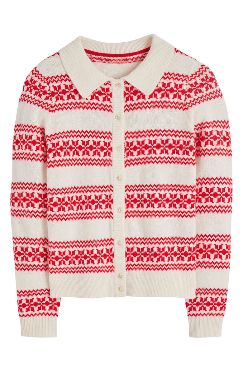 Boden Eliza Heart Fair Isle Wool, Cotton & Alpaca Blend Cardigan, Alternate, color, Warm Ivory Red Fair Isle