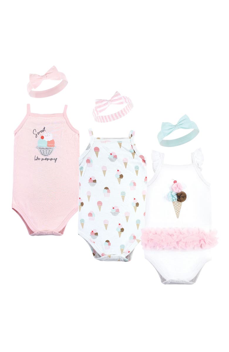 Little Treasure Sleeveless Bodysuit and Headband Set, Main, color, Ice Cream Cone