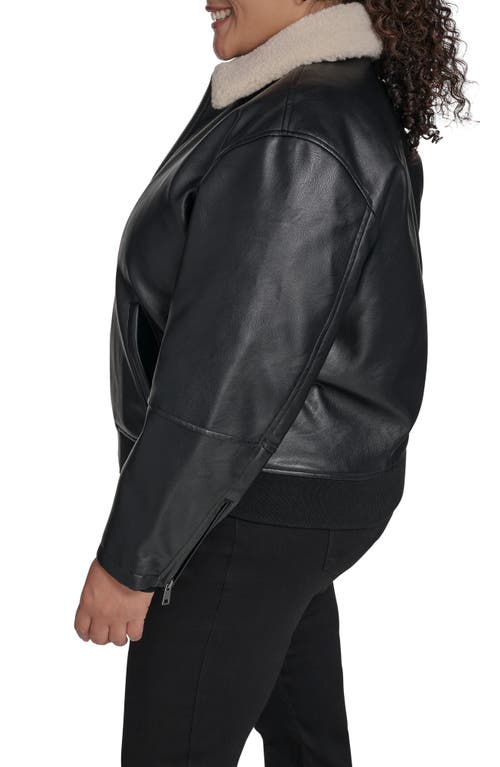 Levi's Faux Leather Bomber Jacket With Faux Shearling Collar In Black