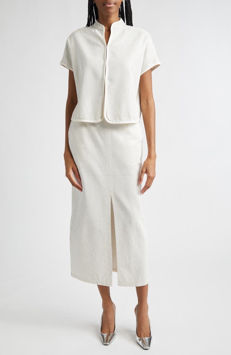 Emporio Armani Rhinestone Top, Alternate, color, Off White