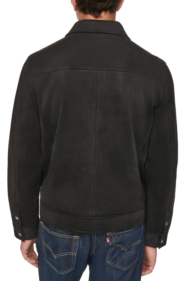 Faux Suede Trucker Jacket, Alternate, color, BLACK