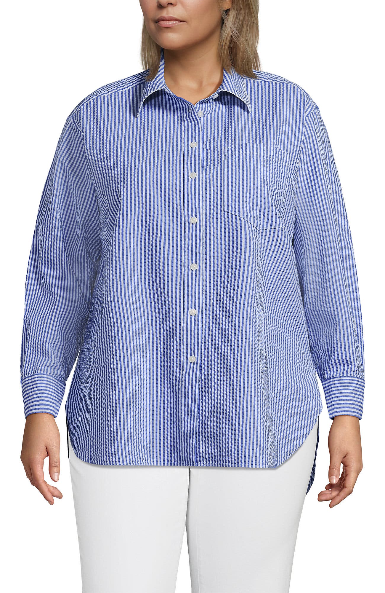 Oversized Seersucker Shirt - image 3