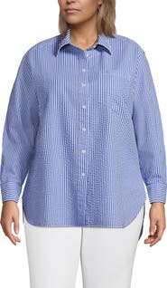 Lands' End Plus Size Oversized Seersucker Shirt