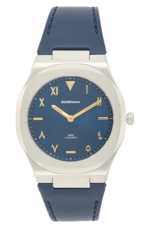 Oceanline Ultra Thin Leather Strap Watch, 39mm
