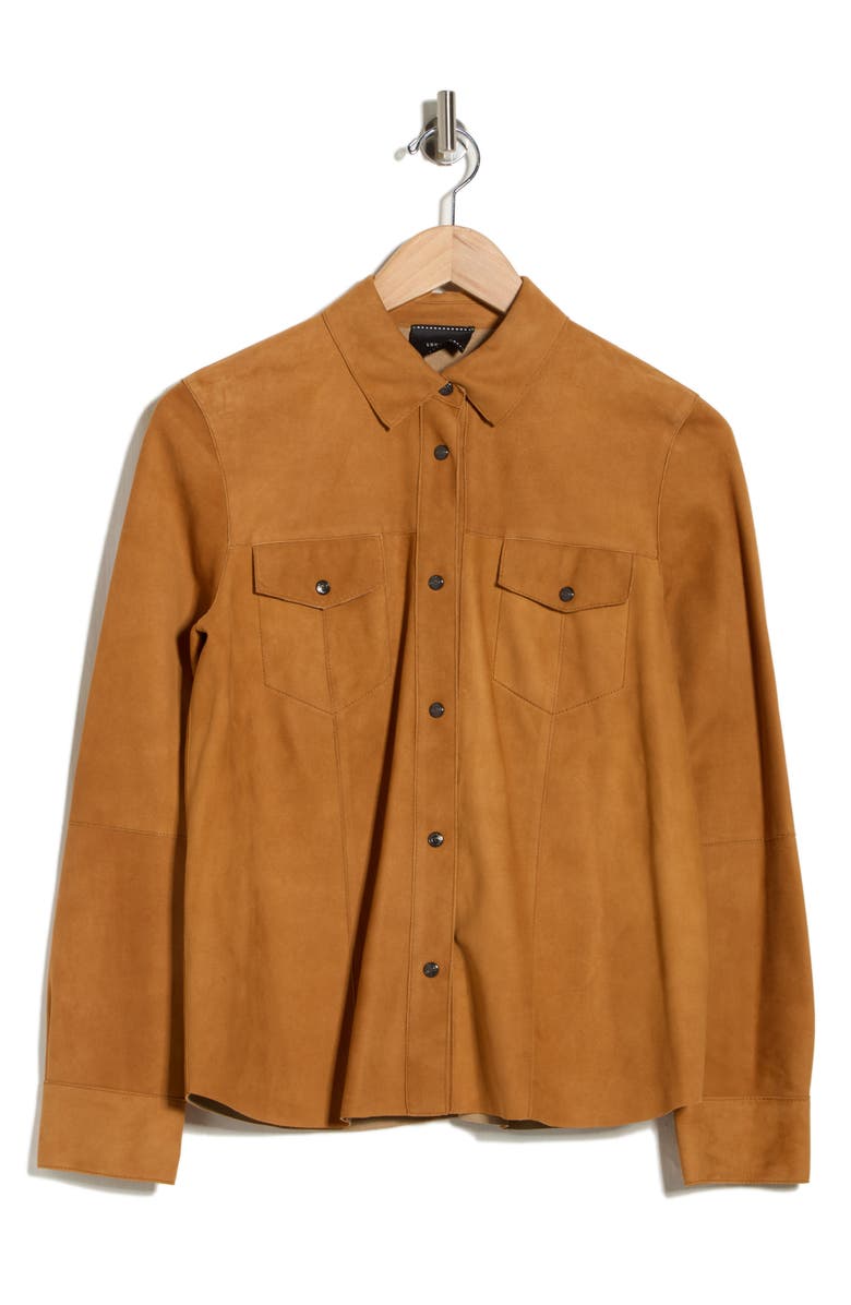 Longchamp Leather Shirt, Main, color, Caramel