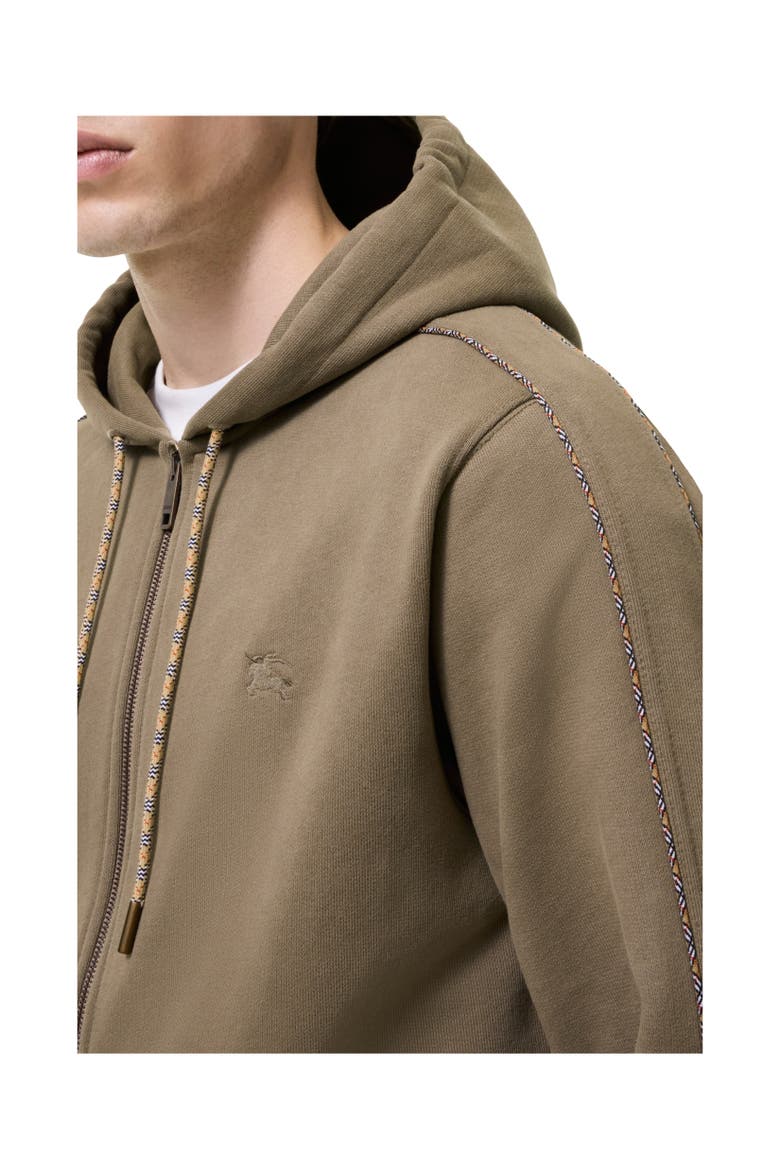 Check Piping Cotton Zip Hoodie, Alternate, color, Finch brown