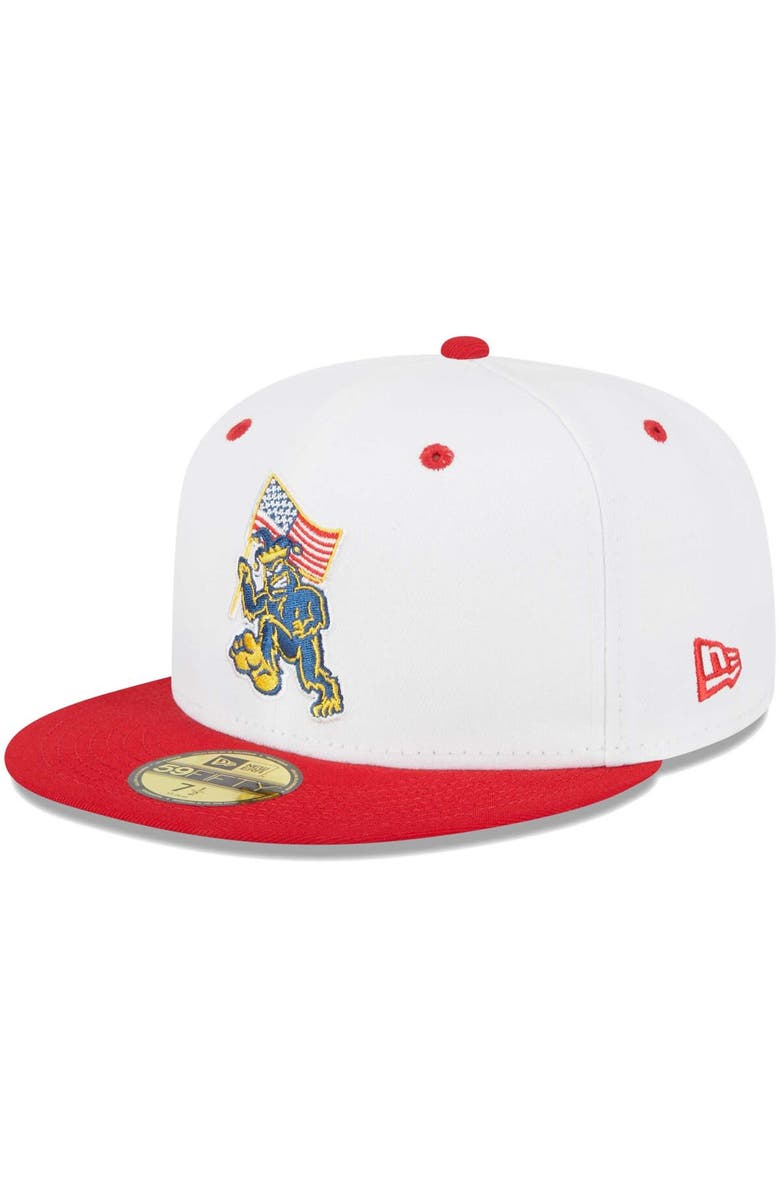 New Era Men's New Era White Eugene Emeralds Theme Nights Pranksters  59FIFTY Fitted Hat, Alternate, color, White