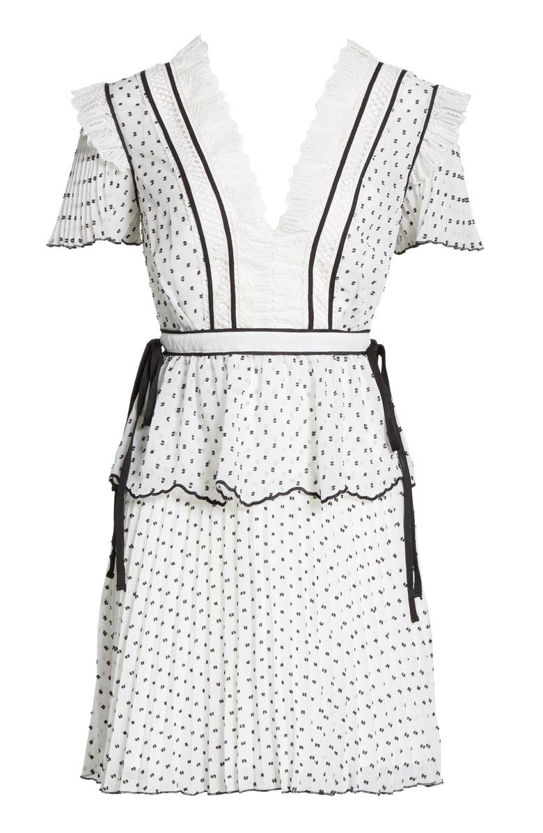 Self-Portrait Pleated Plumetis Dress, Alternate, color, 