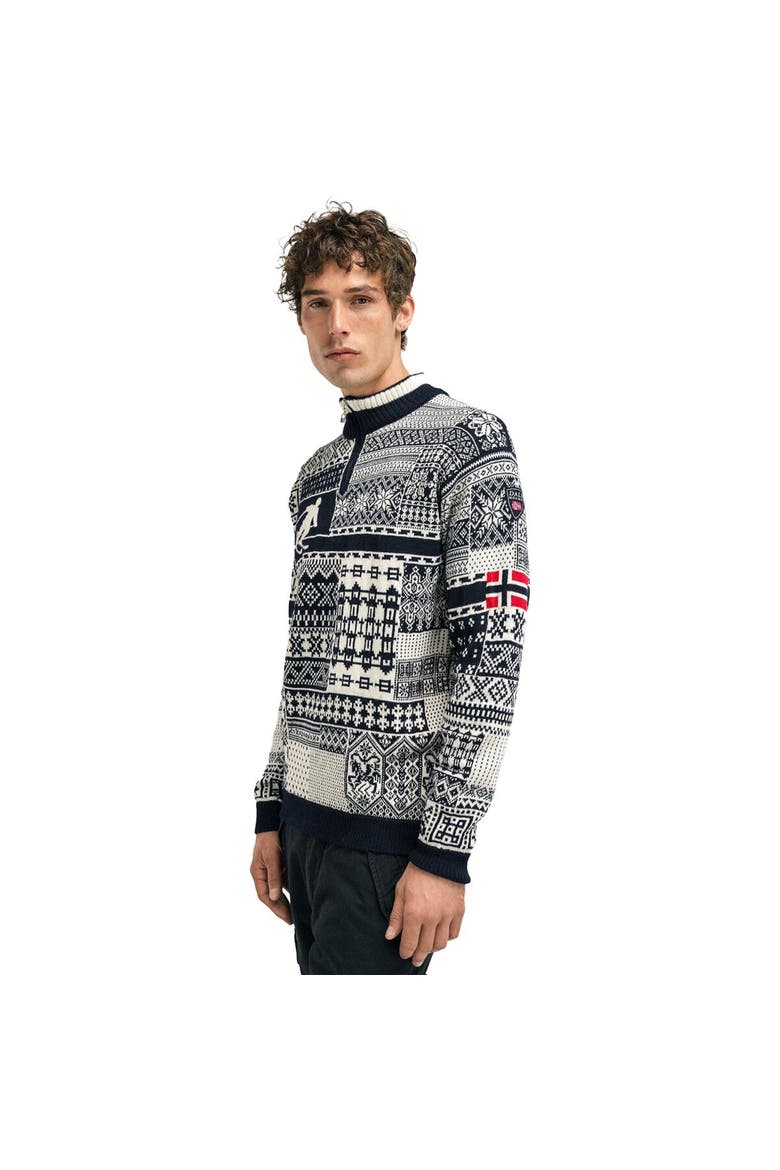 Ol History Sweater - Men's, Alternate, color, Navy/Off White/Raspberry