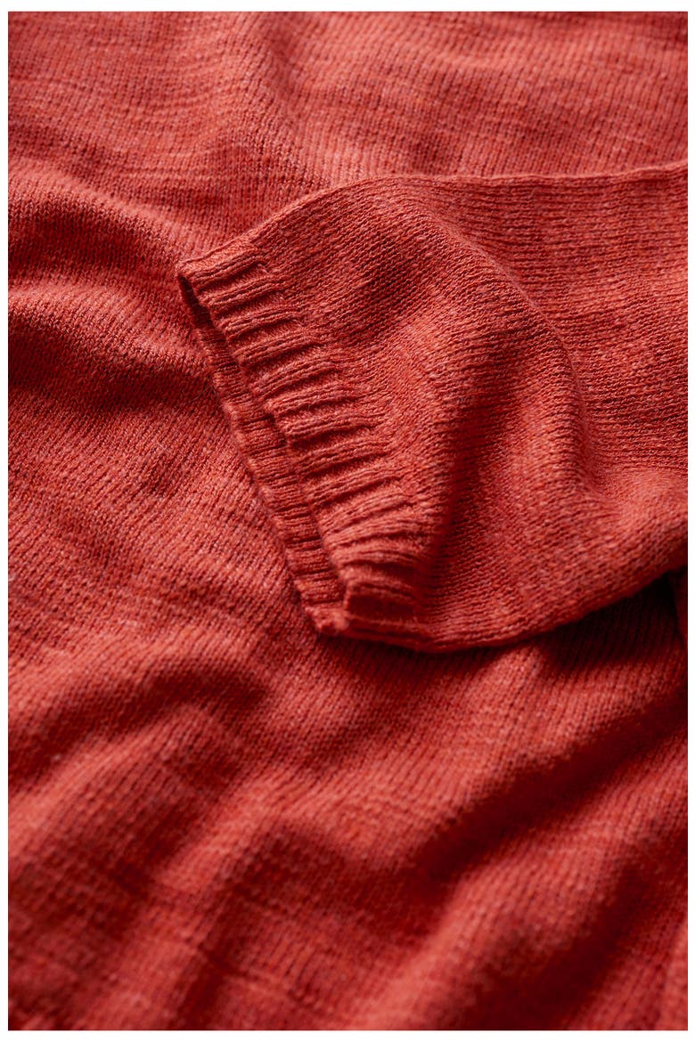 Wild Thyme Elbow Sleeve Cotton & Linen Cardigan, Alternate, color, KNIT MELANGE CARNELIAN