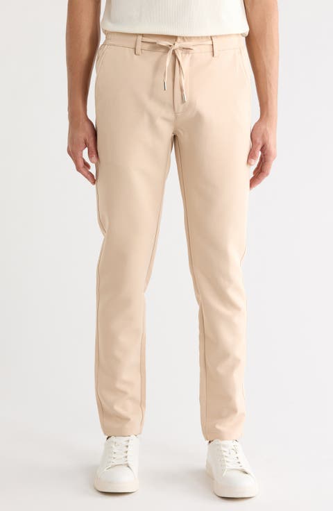 Slim Fit Solid Linen Blend Trousers