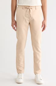 T.R. PREMIUM Slim Fit Solid Linen Blend Trousers