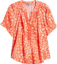 Wit & Wisdom Print Puff Sleeve Top