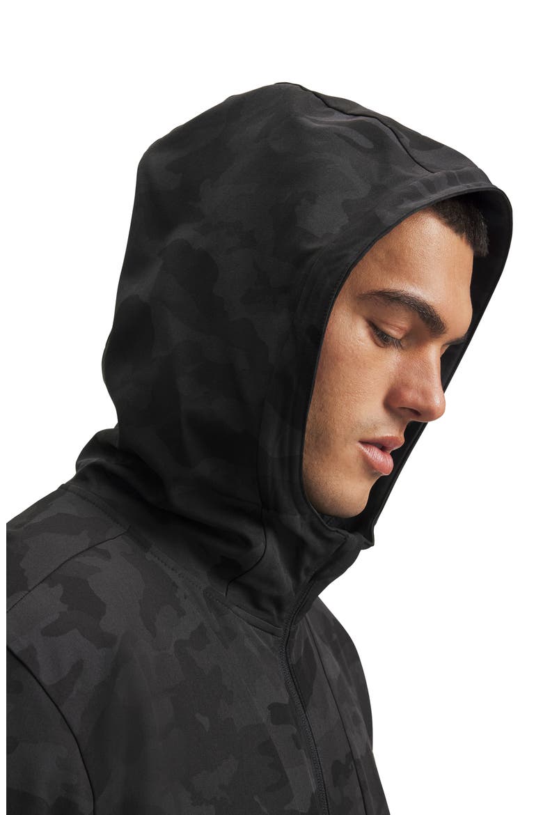 UA Unstoppable Printed Woven Full Zip Hoodie, Alternate, color, BLACK