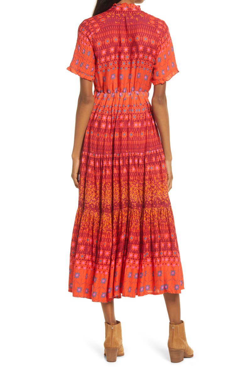 Free People Rare Feeling Pleated Maxi Dress, Alternate, color, Ruby Red