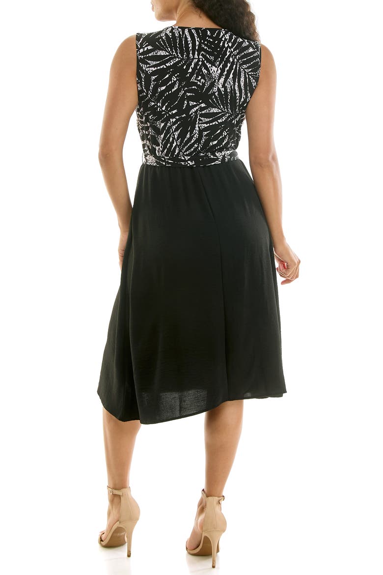 Tie Waist A-Line Dress, Alternate, color, BLACK/ WHITE COMBO