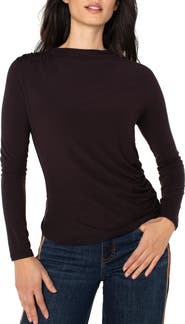 Liverpool Los Angeles Long Sleeve Ruched Knit Top