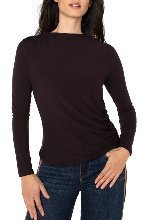 Liverpool Los Angeles Long Sleeve Ruched Knit Top In Black