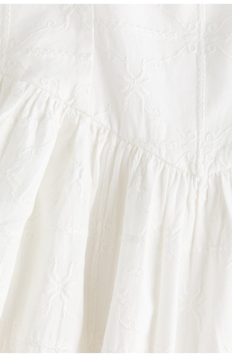 H&M Embroidered Flared-skirt Dress, Alternate, color, White