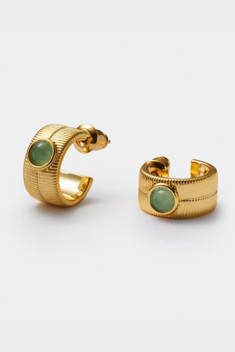 'August' Waterproof Gold Birthstone Hoop Earrings, Alternate, color, August