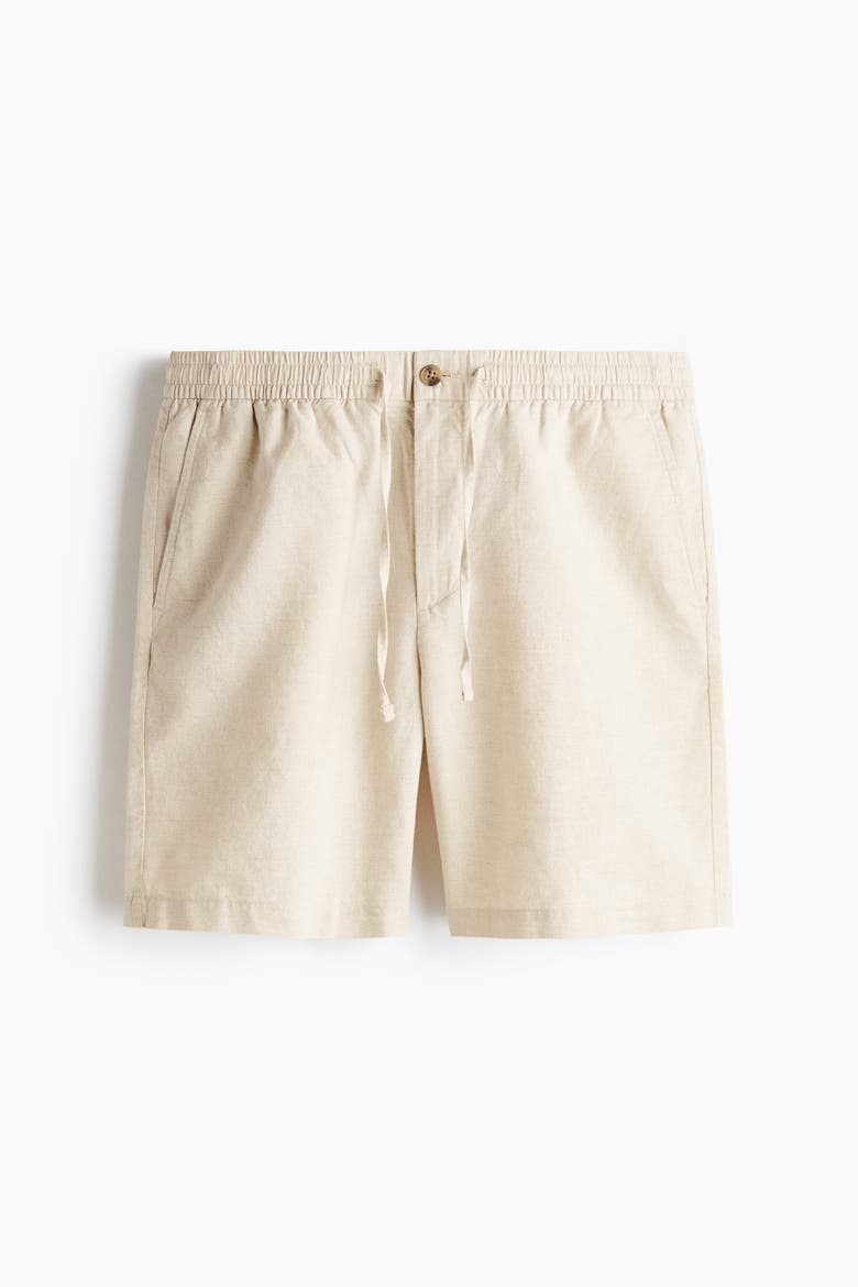Regular Fit Linen-blend Shorts, Main, color, Cream