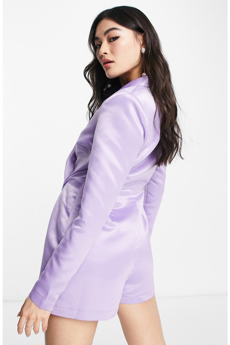 Long Sleeve Satin Blazer Romper, Alternate, color, LILAC