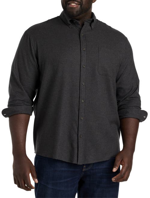 Harbor Bay By Dxl Solid Flannel Sport Shirt In Carbon Heather