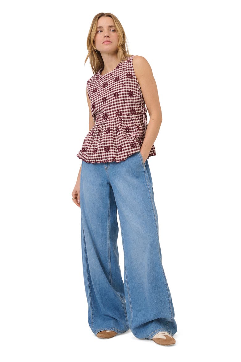 Valerie Peplum Hem Top, Alternate, color, RED