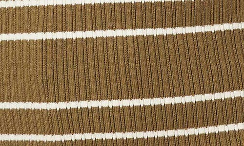 Scotch & Soda Stripe Zip Polo Sweater In Brown