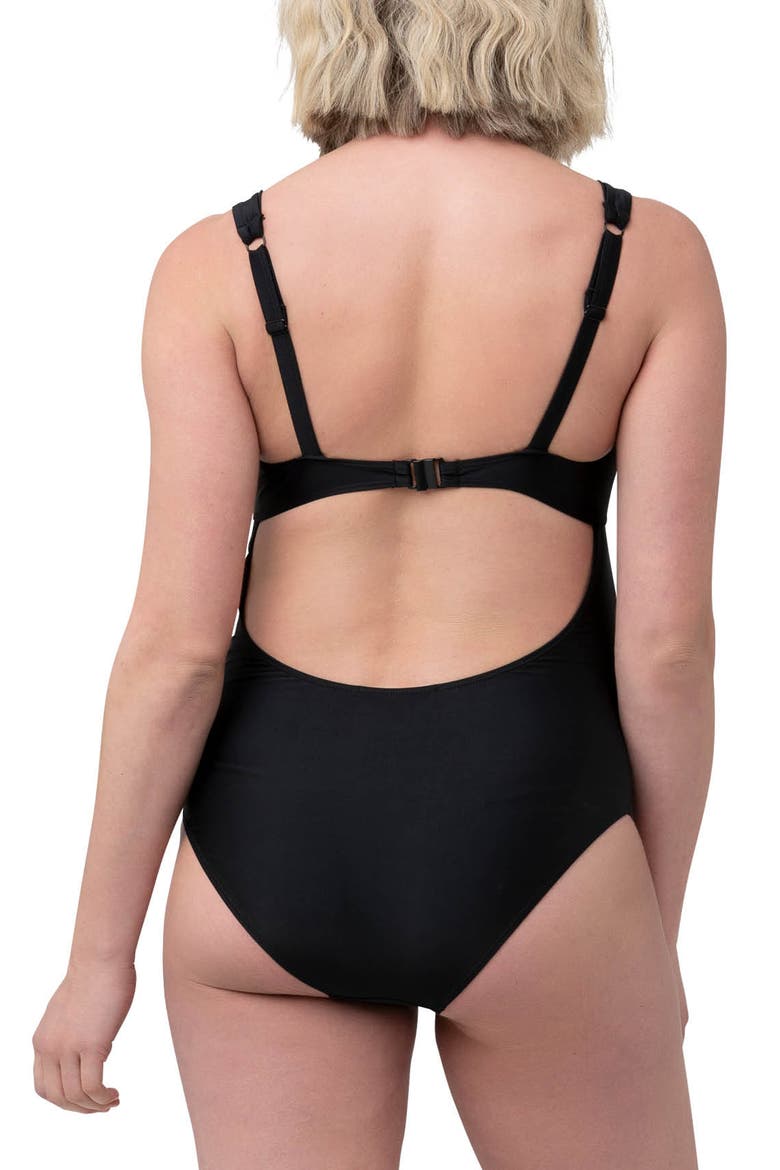 Tie Front One Piece, Alternate, color, Black