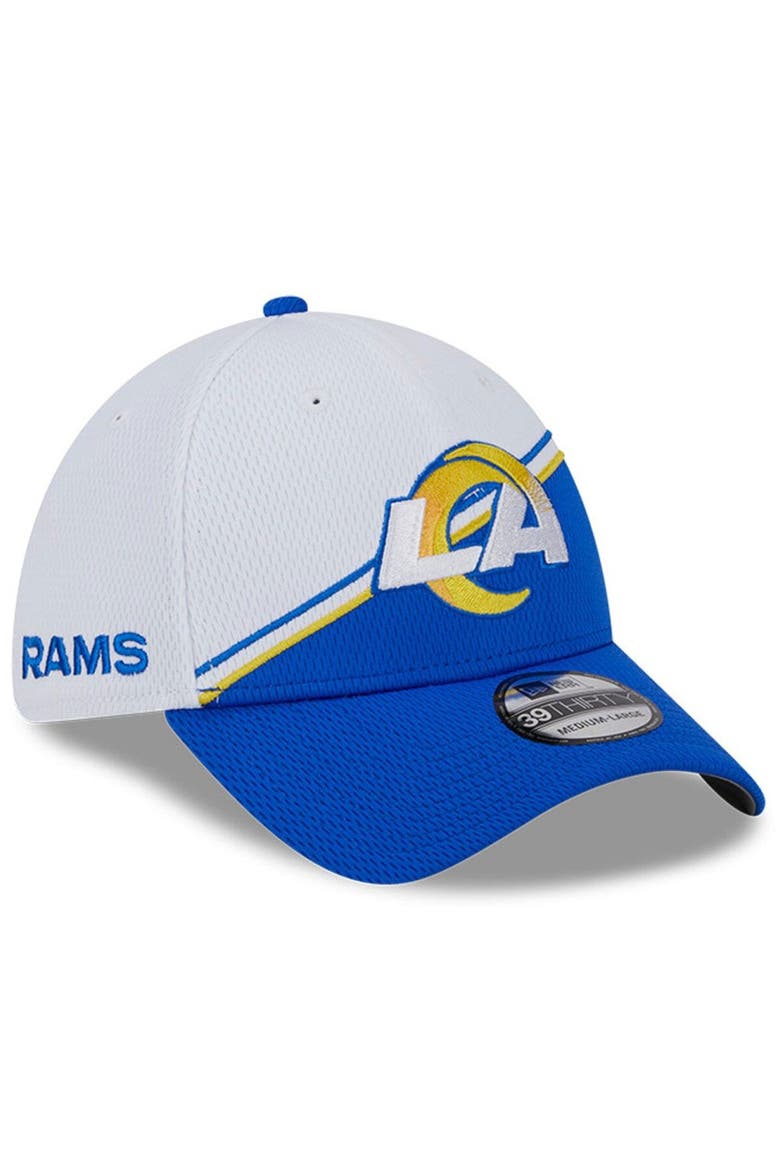 Men's New Era  White/Royal Los Angeles Rams 2023 Sideline 39THIRTY Flex Hat, Main, color, White