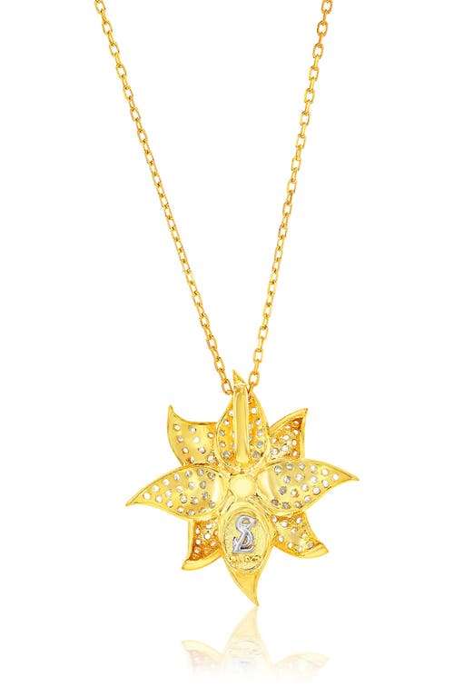 Suzy Levian Rose Pavé Cubic Zirconia Flower Pendant Necklace
