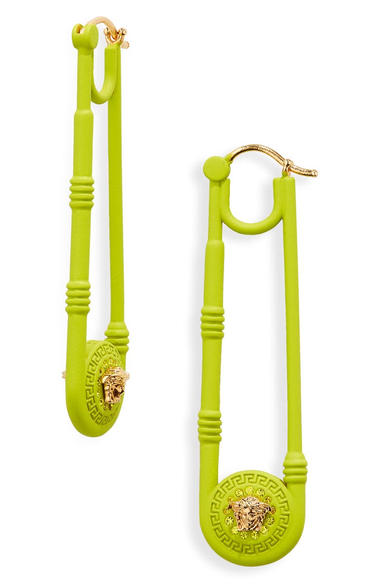 Versace Safety Pin Drop Earrings, Main, color,