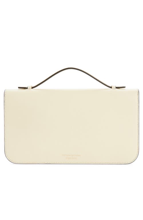 Victoria Beckham Midi Dorian Leather Top Handle Pouchette Bag In Neutral