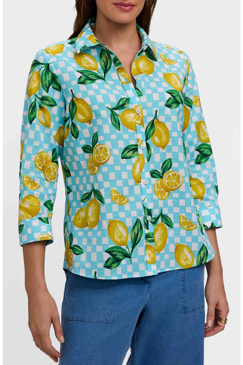 Hampton Lemon Linen Blend Shirt, Main, color, BLUE MULTI