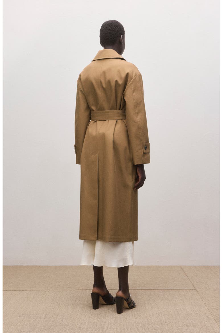 Belted Cotton Trench Coat, Alternate, color, MEDIUM BROWN