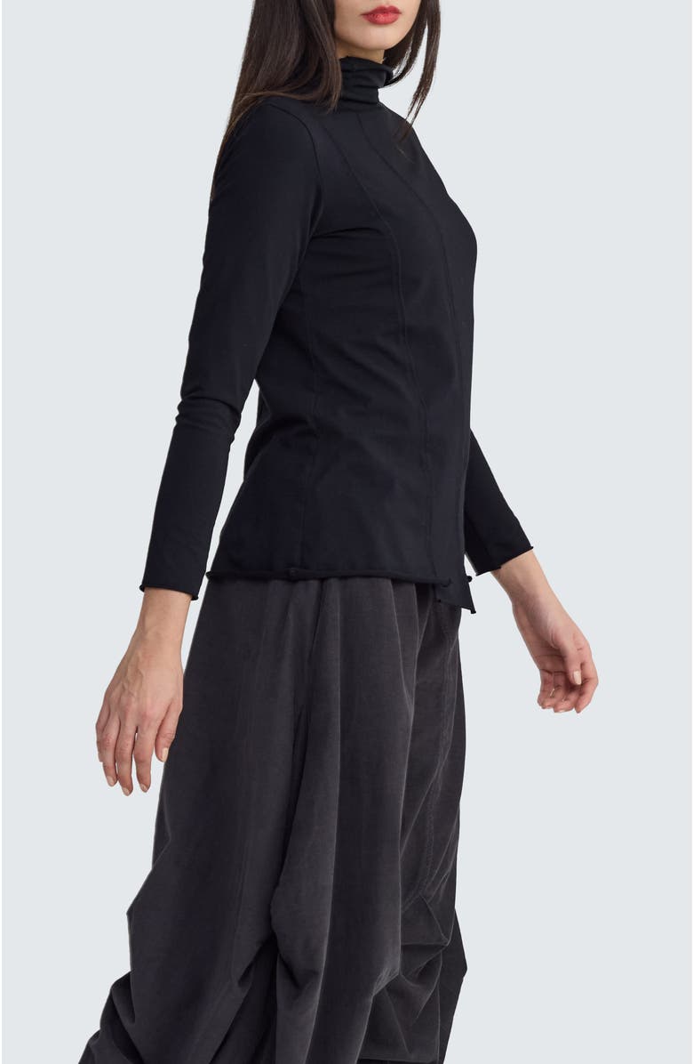 LUUKAA Nyx Structured Turtleneck Blouse, Alternate, color, Black