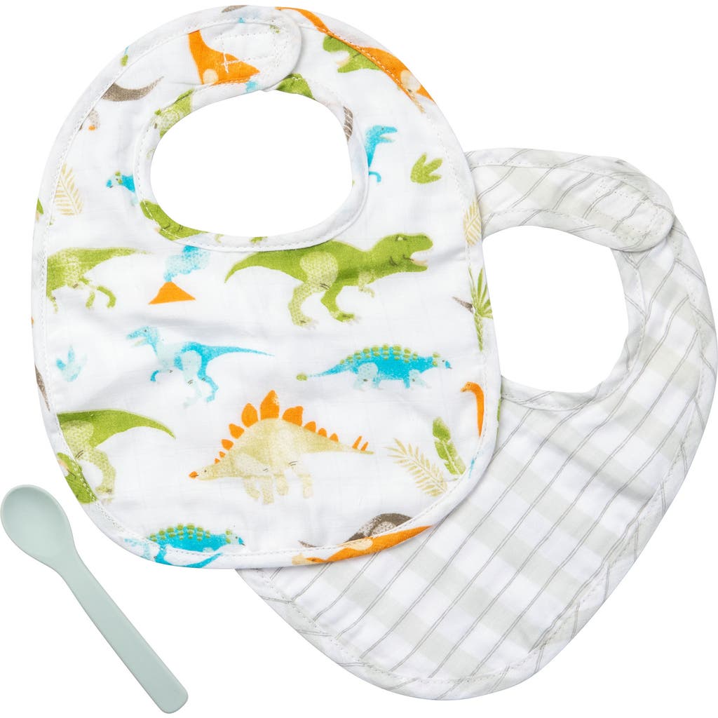 Stephen Joseph 2-pack Cotton Muslin Bibs & Silicone Spoon Set In Green