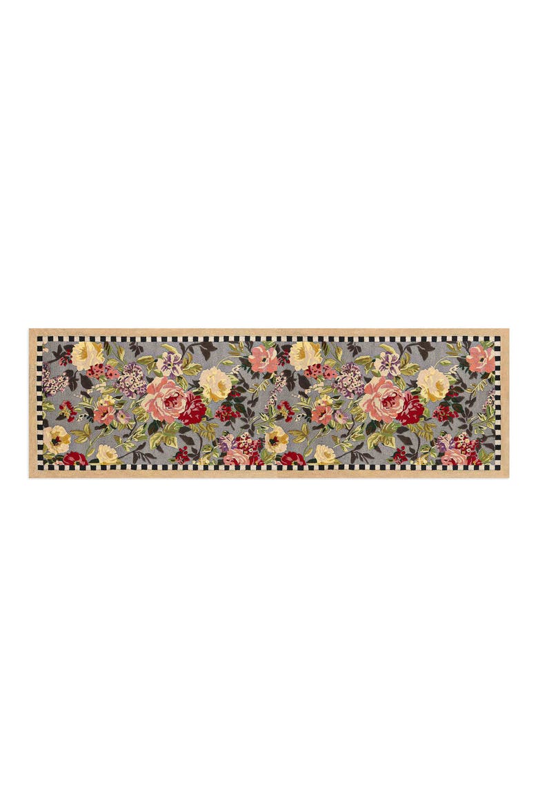 Tudor Rose Washable Runner, Main, color, BLUE MULTI