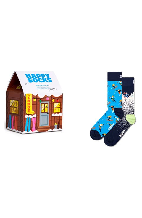 Assorted 2-Pack Skiing Chalet Crew Socks Gift Set