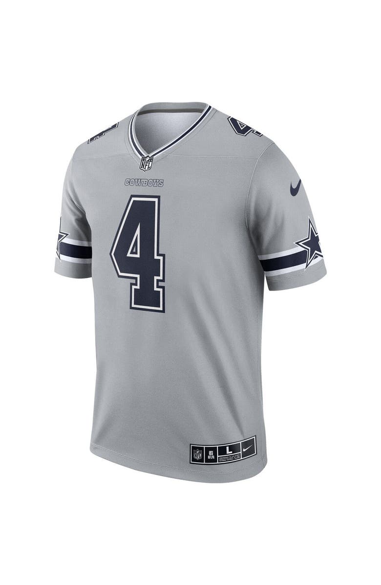 Nike Men's Nike Dak Prescott Silver Dallas Cowboys Inverted Legend Jersey, Alternate, color, Gray