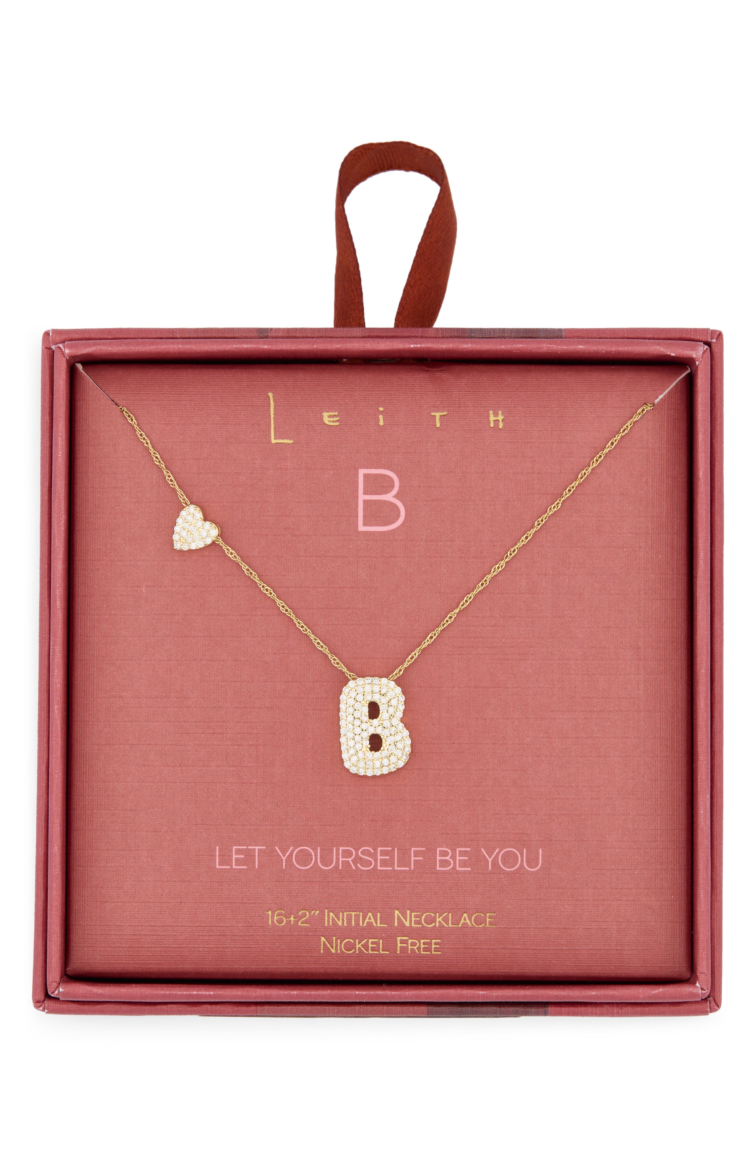 Cubic Zirconia Heart & Bubble Initial Pendant Necklace