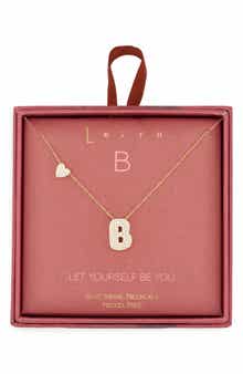 Cubic Zirconia Heart & Bubble Initial Pendant Necklace