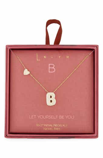 Cubic Zirconia Heart & Bubble Initial Pendant Necklace