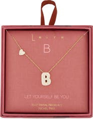 Leith Cubic Zirconia Heart & Bubble Initial Pendant Necklace